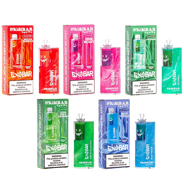 EXODUS BAR - SUGAR BAR SERIES SB8000 PUFFS 5% NICOTINE DISPOSABLE DEVICE | DISPLAY OF 10 (MSRP $each)