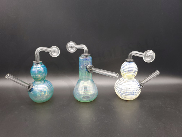 6" OIL BURNER FROSTED WATER PIPE (23579) ASSORTED DESIGN | SINGLE (MSRP $9.00)