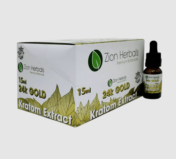 ZION HERBALS PREMIUM 24K GOLD KRATOM EXTRACT 15ml | DISPLAY OF 20 (MSRP $19.99each)