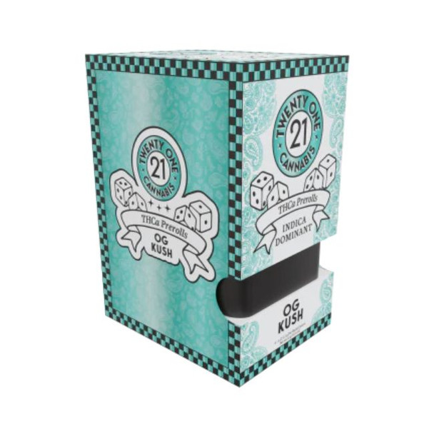 TWENTY ONE THC-A 3.5GM PRE ROLLS JOINT 5CT TIN | DISPLAY OF 6 (MSRP $each)