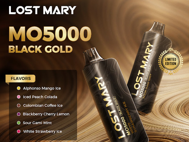 LOST MARY MO5000 BLACK GOLD EDITION 5% DISPOSABLE | DISPLAY OF 5 (MSRP $)