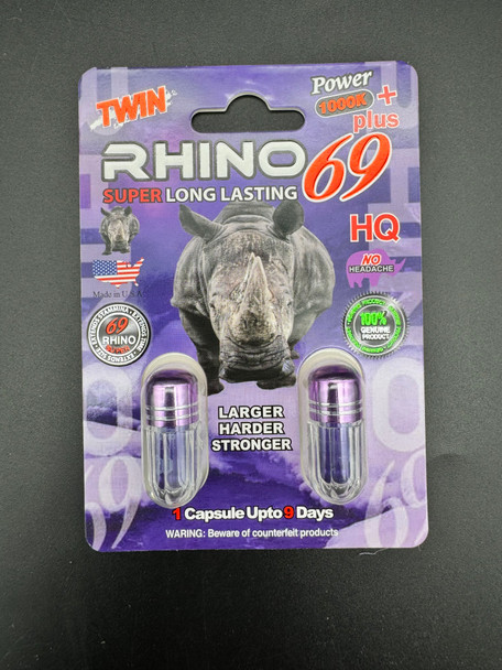 ＊ Rino ＊ RHINO 69 POWER 1000K PLUS 2 COUNT CAPSULES SENSUAL ENHANCEMENT