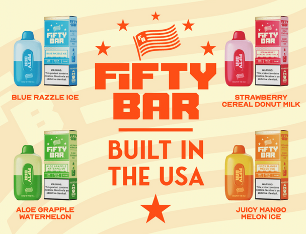 FIFTY BAR 5% 6500 DISPOSABLE | DISPLAY OF 5 (MSRP $)