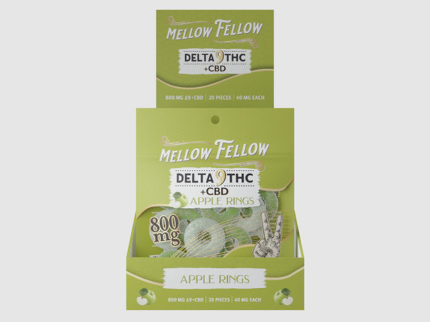 MELLOW FELLOW - DELTA 9 THC + CBD GUMMIES RINGS (bag) 800MG  20CT | SINGLE (MSRP $)