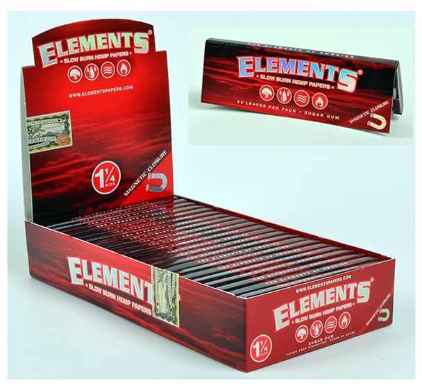 ELEMENTS SLOW BURN HEMP PAPER MAGNET PACK - 1 1/4 | DISPLAY OF 25