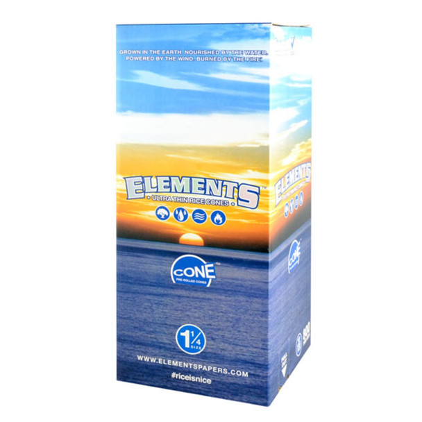 ELEMENTS PRE-ROLLED ULTRA THIN RICE CONES - 1 1/4 | DISPLAY OF 30