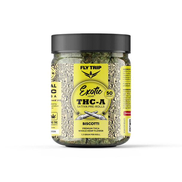 FLY TRIP EXOTIC THC-A 1.3GM PRE-ROLL JAR | DISPLAY OF 50 (MSRP $each)
