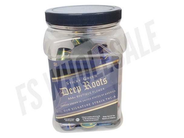 STICKY GREEN - DEEP ROOTS AAA+ BOUTIQUE FLOWER THC-A 1GRAMS JAR (BLUE) | DISPLAY OF 20 (MSRP $9.99each)