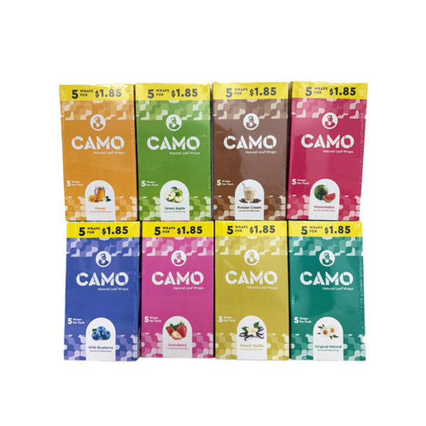 CAMO NATURAL LEAF WRAPS 5 PACK PRE-PRICED $1.85 | DISPLAY OF 10 (MSRP $1.85each)