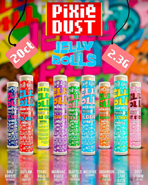 PIXIE DUST JELLY ROLLS THCA HASH HOLE 2.3GM PRE ROLLS JOINT | DISPLAY OF 20 (MSRP $)