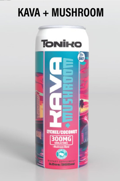 TONIKO KAVA + MUSHROOM 300mg DRINK | DISPLAY OF 12 (MSRP $7.99each)