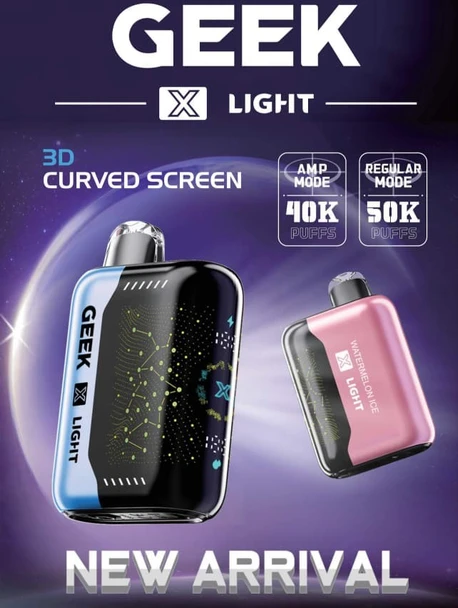 GEEK X-LIGHT 50K PUFFS DISPOSABLE - TEXAS COMPLIANT SB2024 | DISPLAY OF 5 ( MSRP $29.99 Each)