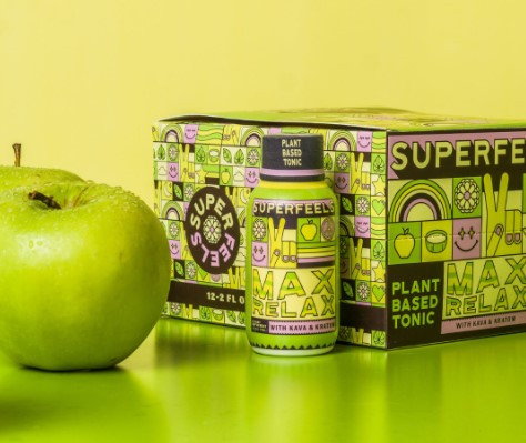 SUPER FEELS - MAX RELAX with KAVA & KRATOM TONIC 2oz (59ML) | DISPLAY OF 12 (MSRP $each)