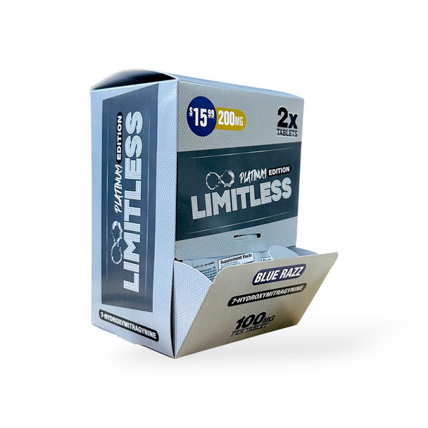 LIMITLESS PLATINUM EDITION 7-HYDROXYMITRAGYNINE TABLETS 100MG x 2CT | DISPLAY OF 40 (MSRP $15.99each)