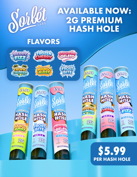 SORBET - THC-P HASH HOLE 2GM PREMIUM PRE ROLLS | DISPLAY OF 20 (MSRP $)