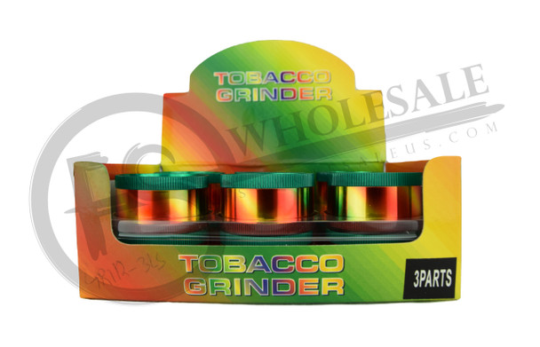 52mm 3 PART GRINDER LASER STICKER RASTA - GR112-3LS | DISPLAY OF SINGLE (MSRP $4.99)