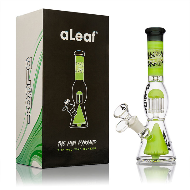 ALEAF GLASS - 7.8" THE MINI PYRAMID WIG WAG BEAKER WATERPIPE - AL2020 (35514) | ASSORTED COLORS (MSRP $90.00)