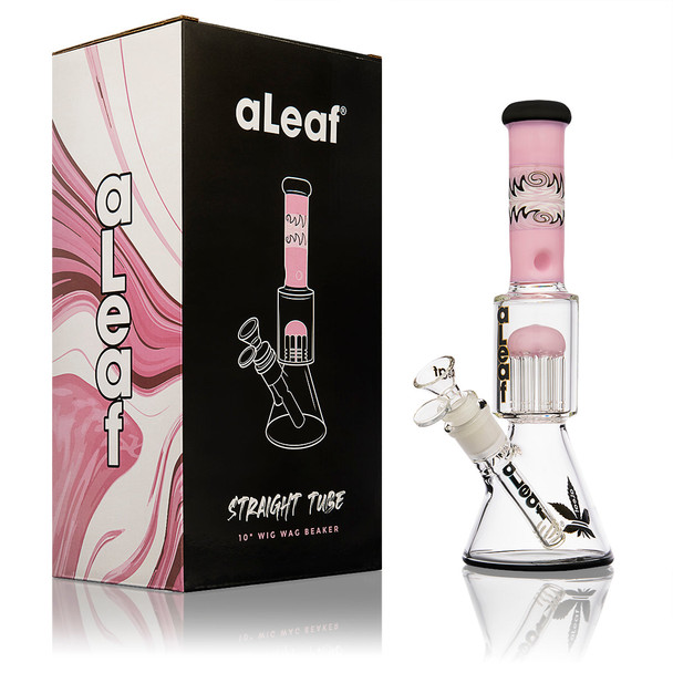ALEAF GLASS - 10" STRAIGHT TUBE WIG WAG BEAKER WATERPIPE - AL2058 (35513) | ASSORTED COLORS (MSRP $100.00)