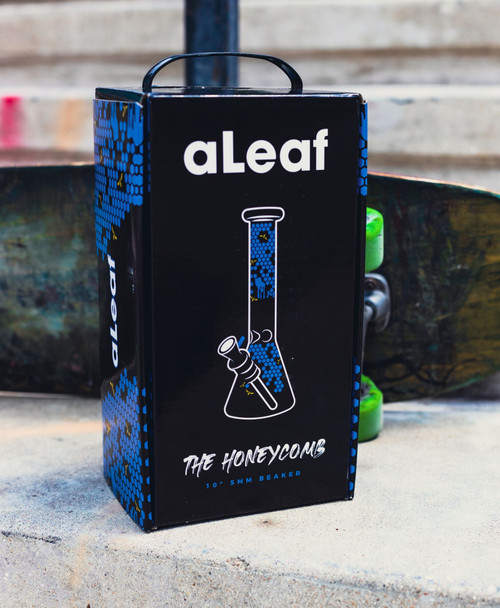 ALEAF GLASS - 10" THE HONEYCOMB BEAKER GLASS WATERPIPE with CARRYING CASE - AL1024 (35574) | ASSORTED COLORS (MSRP $90.00)