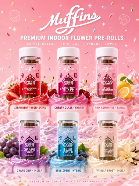 MUFFINS - PREMIUM INDOOR FLOWER PRE-ROLLS 2GRAMS 10CT JAR (TEXAS COMPLIANT) | SINGLE (MSRP $each)