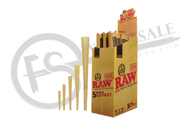 Raw Pre Rooler RAW® - CLASSIC PRE-ROLL CONE 5 STAGE RAWKET | Display of 15 (MSRP $5 ...