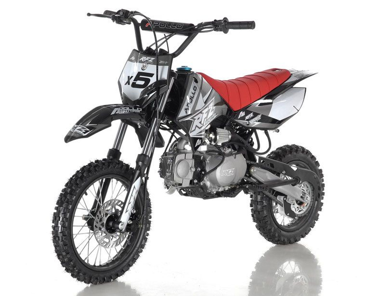 APOLLO DB-X5 125cc (Twin-Spare Tubular Frame) MANUAL SHIFT Dirt Bike, 4 stroke, Single Cylinder - BLACK