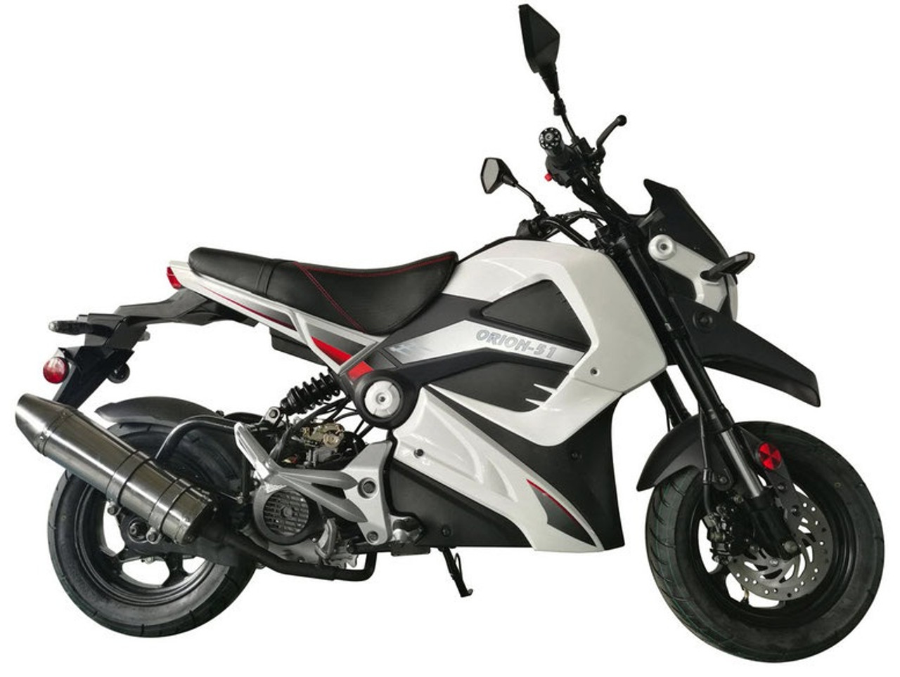 Vitacci Orion 49cc Motorcycle, Electric/Kick, 4 Stroke, Single Cylinder, Air-Forced Cool - WHITE