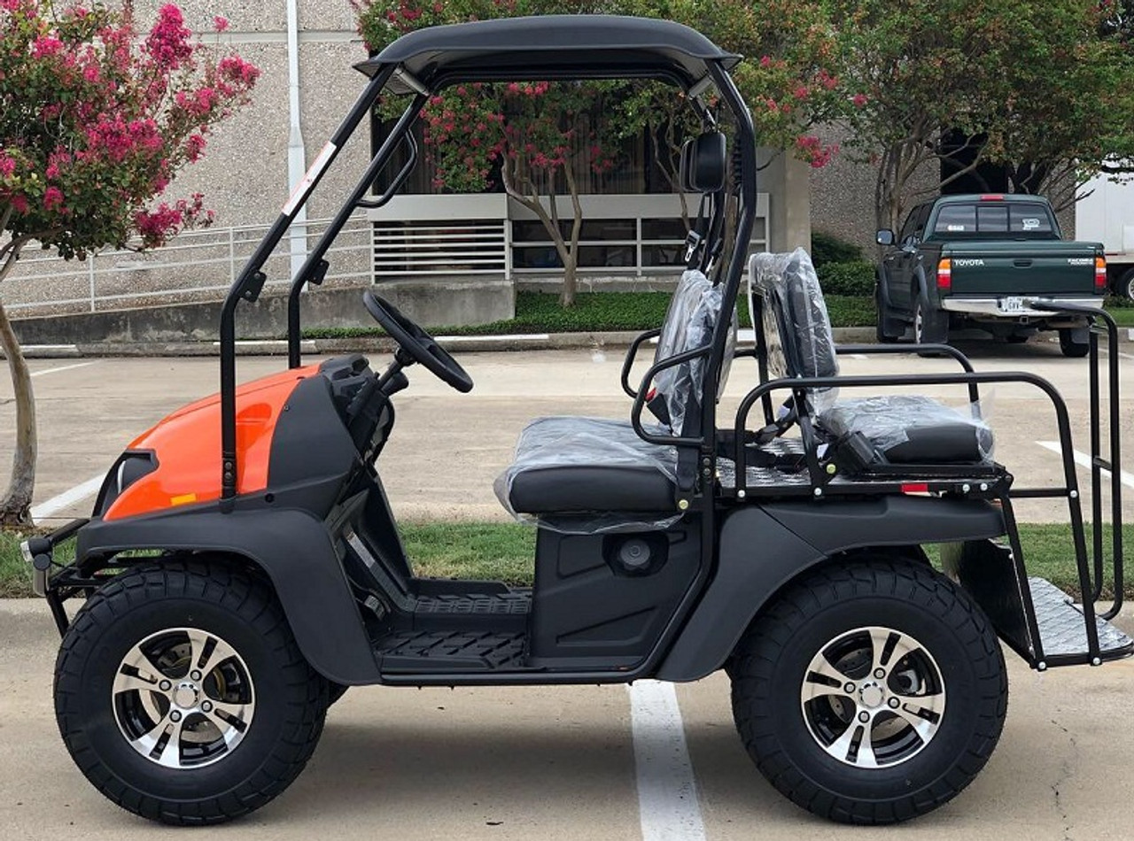 Orange Fully Loaded Cazador OUTFITTER 200 Golf Cart 4 Seater Street