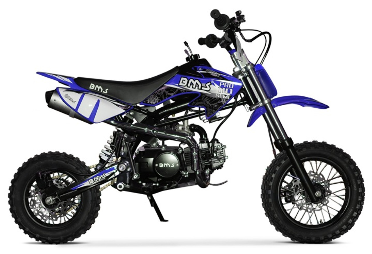 BMS PRO 110 Dirt Bike, 107cc 4-Stroke, Semi-Automatic - Blue