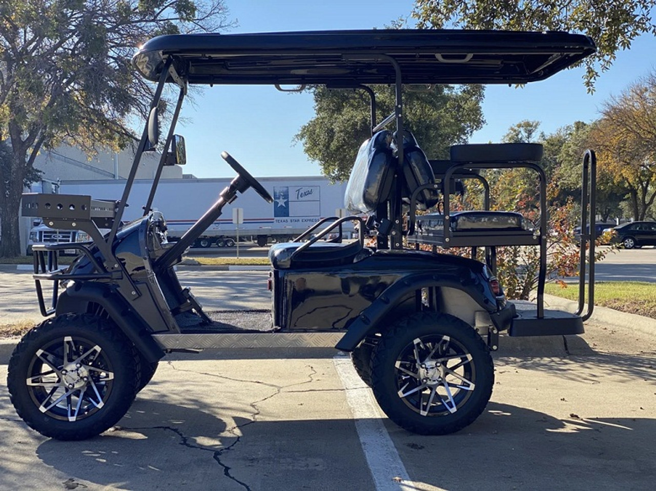 DYNAMIC ENFORCER GOLF CART BLACK - FULLY ASSEMBLED AND TESTED 4 SEATER (SIDE VIEW)
