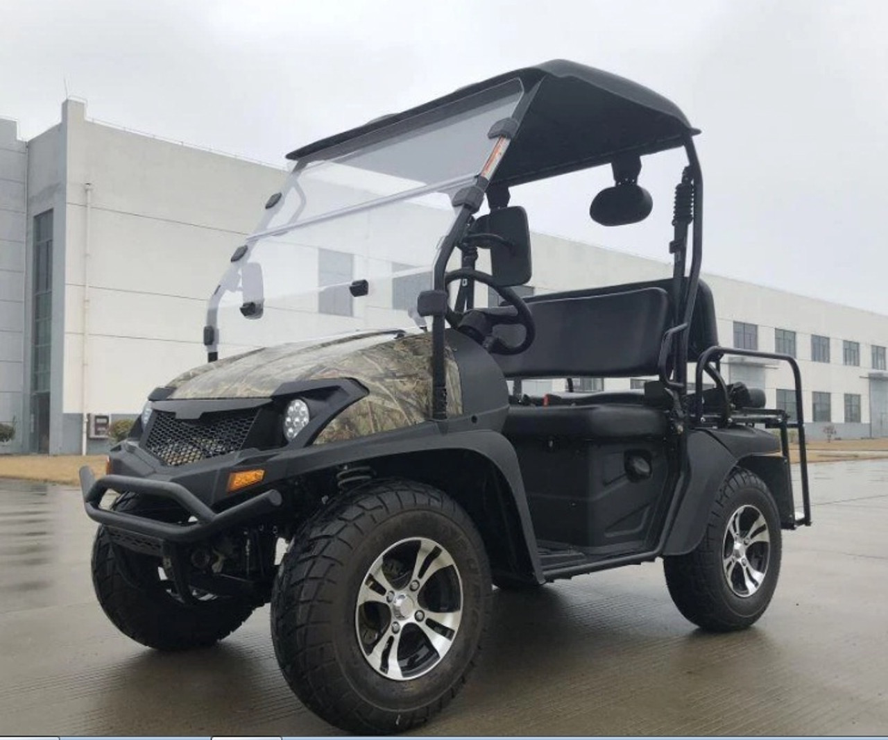 New Trailmaster Taurus 200G UTV, Gas Golf Cart (Tree camo - FRONT VIEW)