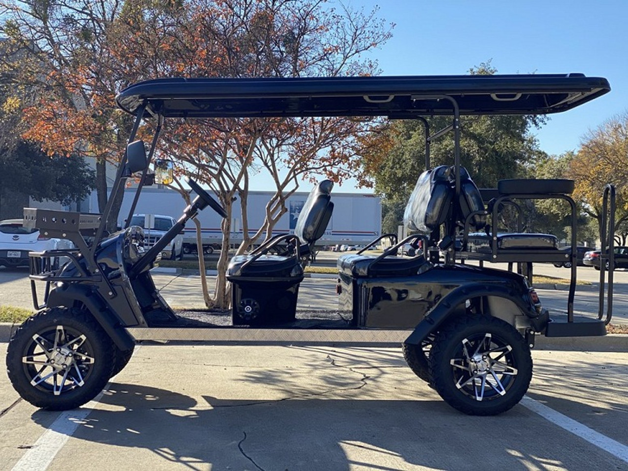 DYNAMIC ENFORCER FULLY LOADED LIMO GOLF CART BLACK - FULLY ASSEMBLED AND TESTED 6 SEATER (SIDE VIEW)