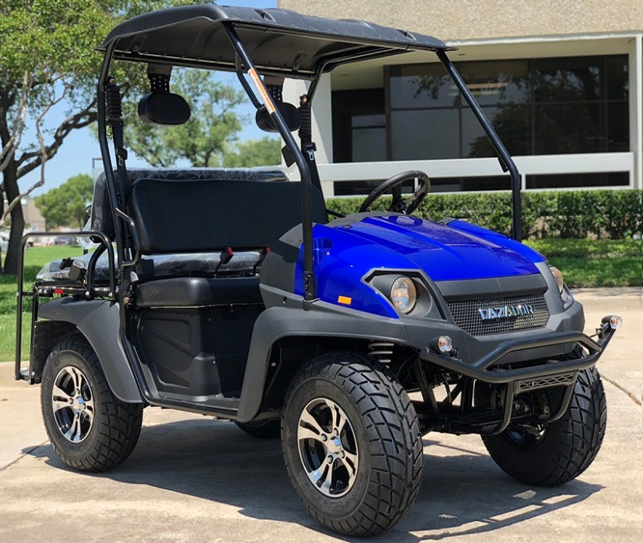 Blue - Fully Loaded Cazador OUTFITTER 200 EFI Golf Cart 4 Seater UTV (Front Right View)