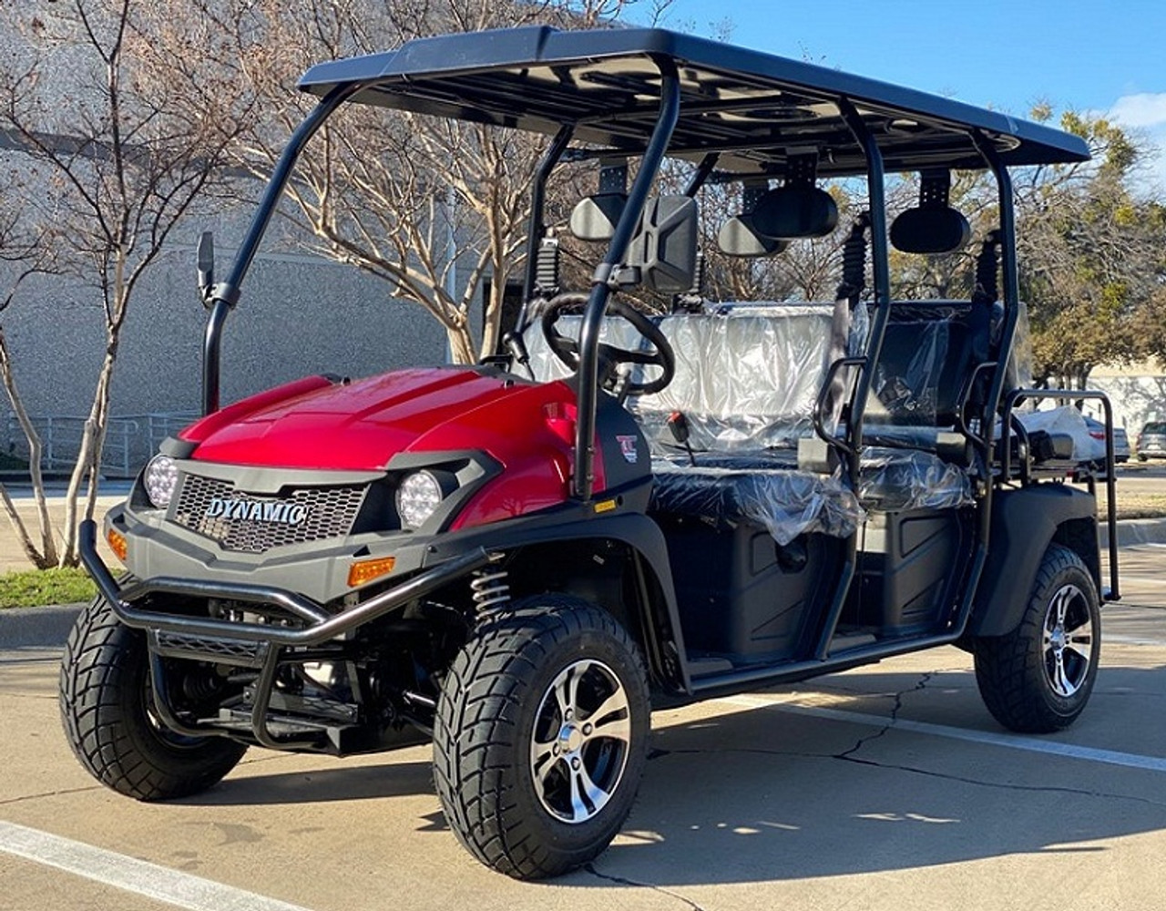 HULK 400 GAS LIMO GAS GOLF CART RED- FRONT LEFT SIDE VIEW