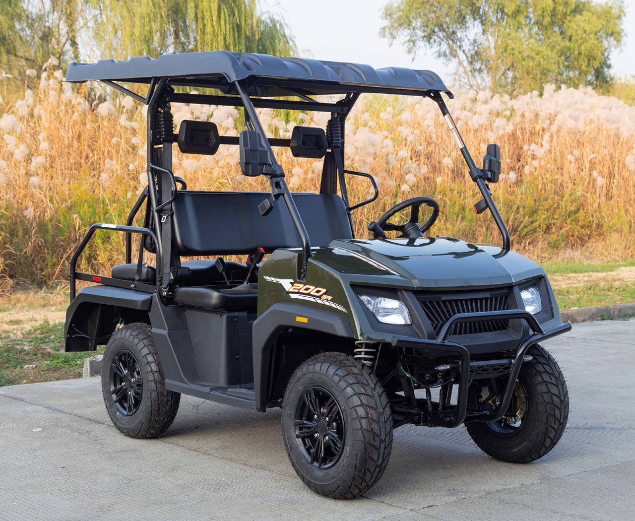 VITACCI CROSS LAND 200 EFI - GOLF CART 4 PASSENGER UTV, L/H SPEED TRANSMISSION - Army Green Side view