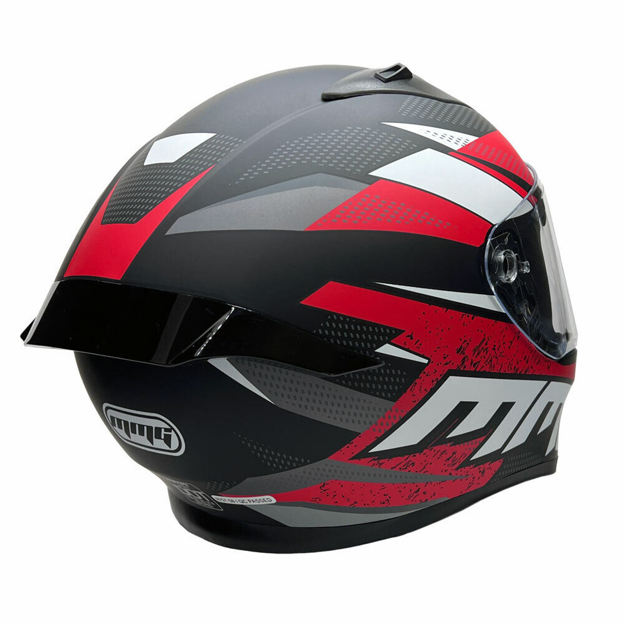 Full Face MMG Helmet. Model Bolt. Color: Matte Black/Red. Size: L. *DOT APPROVED