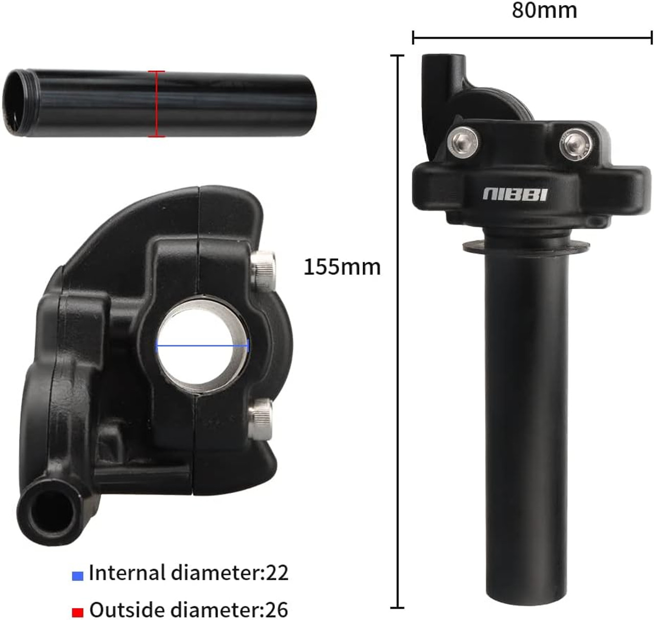 NIBBI Motorcycle Throttle Assembly,Motorcycle Throttle Assembly,High Sensitivity Short Stroke Light Control Motocross Twist Throttle Handlebar,Throttle Tube Fit Dirt Bike Motocross,Pit BIke Assembly