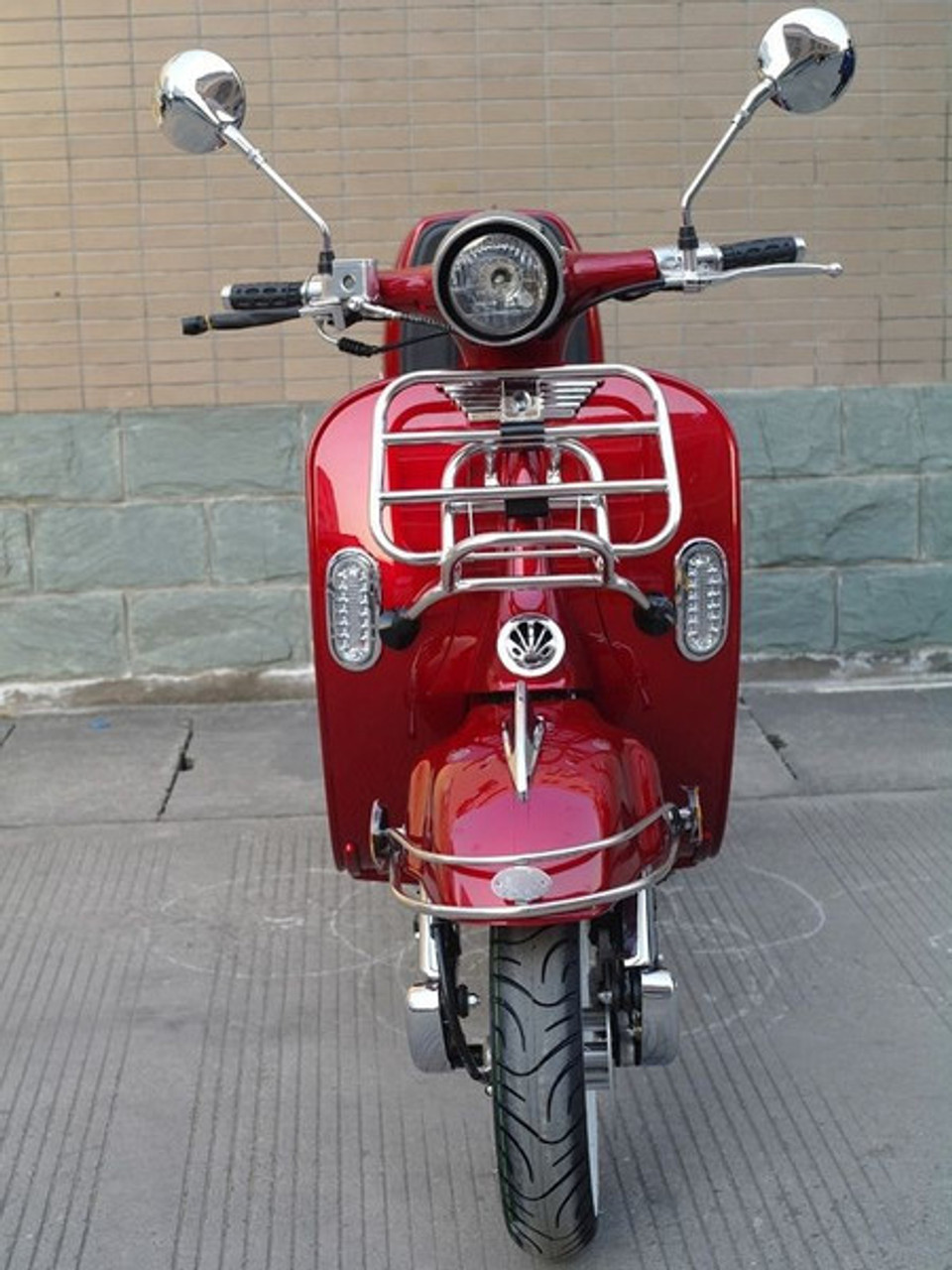200cc Gas Moped Scooter Romeo 200 RED, Automatic CVT Big Power Engine,  Retro Style