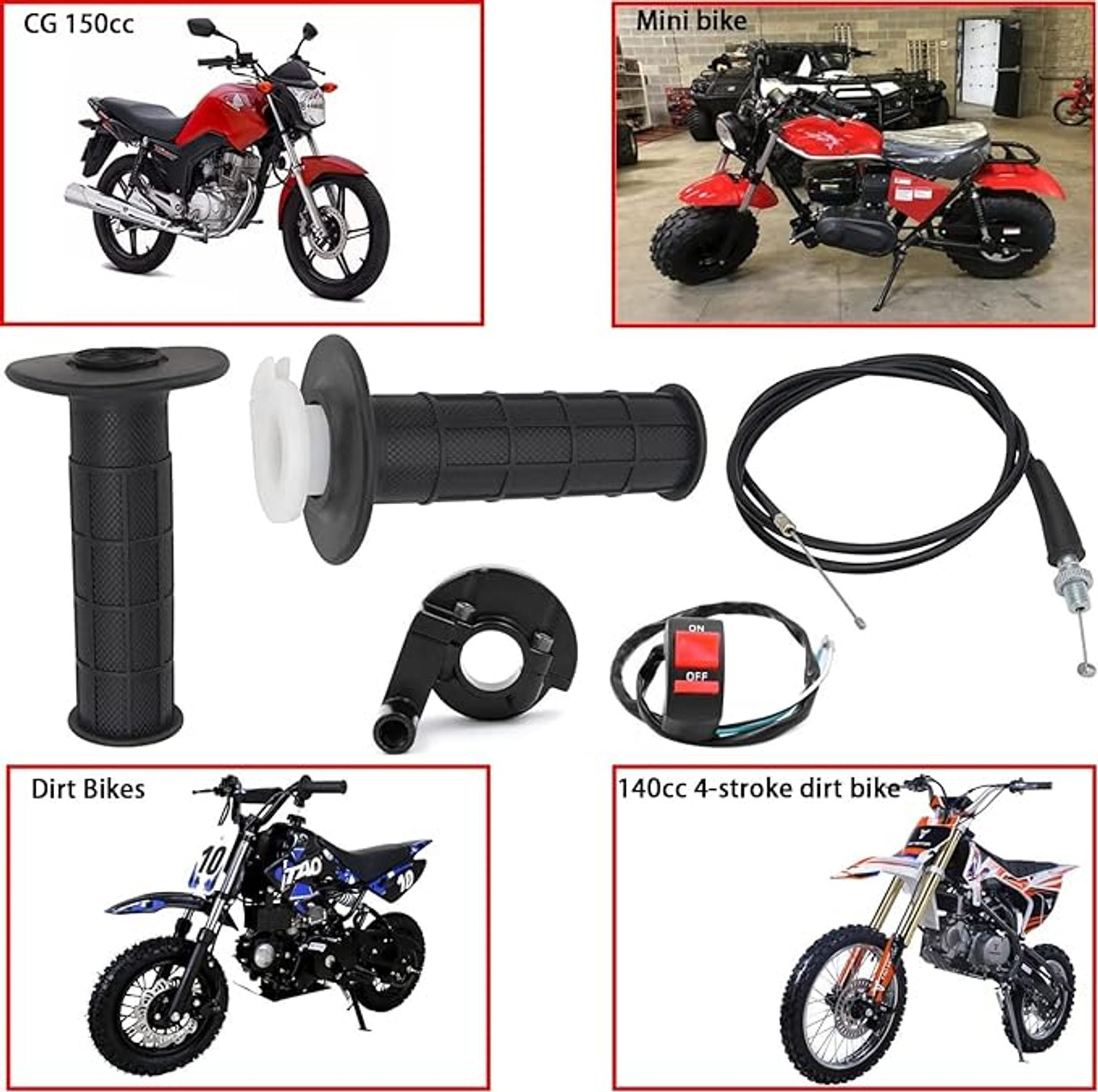 22mm Twist Throttle Accelerator Handle Grips, 50 90 110 125cc Pit Bike Dirtbike (Cable + Throttle Clamp + flameout Switch) by CALU LUKY