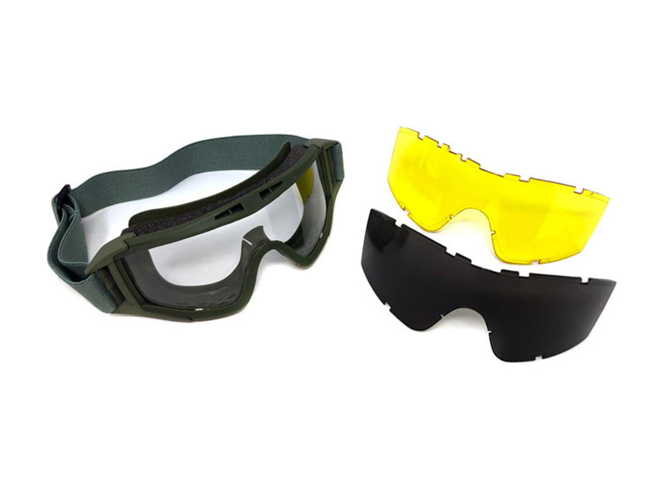 MYK Military style goggles - Includes Free extra SMOKE Shield & Free extra high visibility (yellow)