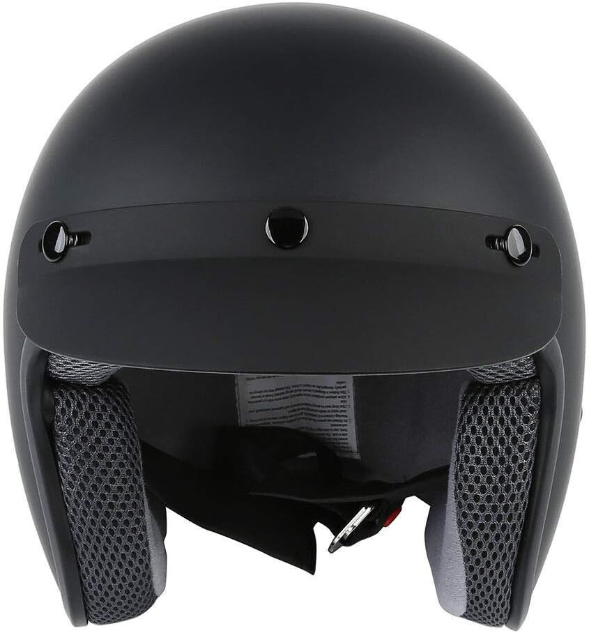 Adult Motorcycle 3/4 Open Face Helmet with Visor Cafe Racer Cruiser DOT Approved S M L XL