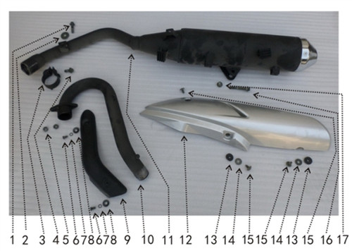 Hawk 250 Bolt 3pcs,plate washer 3pcs, rubber ring 3pcs for insulating panel and muffler rear part