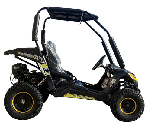 TrailMaster Cheetah 6 Kids Go Kart, 5.5hp E-start Remote Start/Kill with Reverse - Yellow Side view