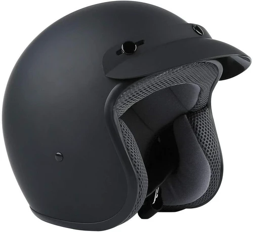 Adult Motorcycle 3/4 Open Face Helmet with Visor Cafe Racer Cruiser DOT Approved S M L XL