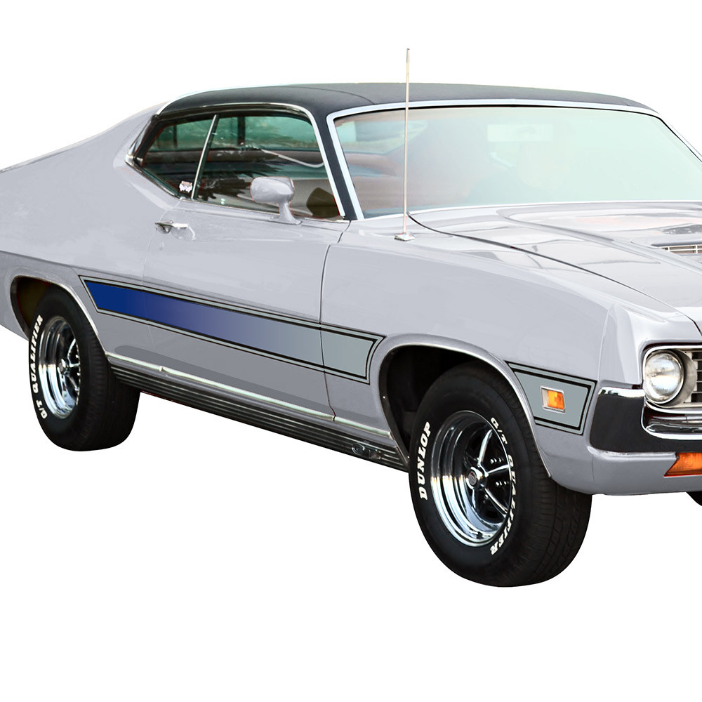 画材 Lizardrite Genuine LASER STRIPE KIT 1971 FORD TORINO RANCHERO BLUE LH-RH LOWER BODY