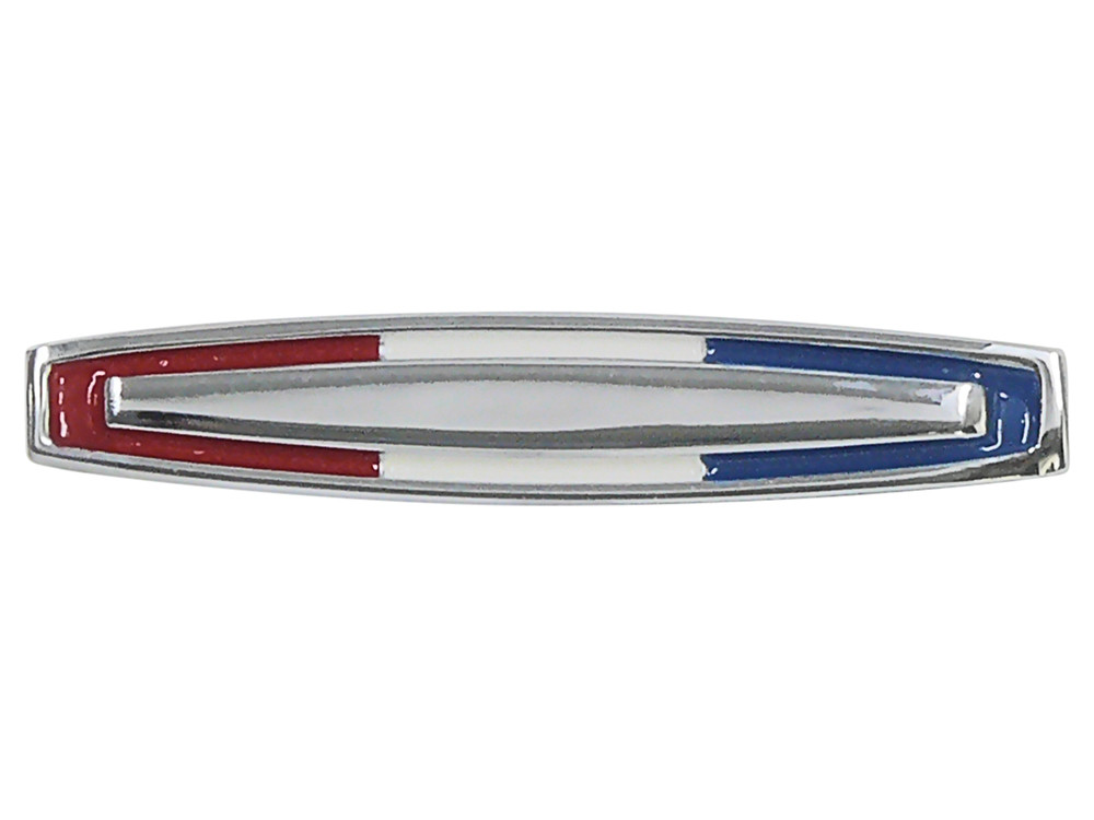CONSOLE DOOR EMBLEM 1964 MERCURY COMET 404 CHROME WITH RED WHITE