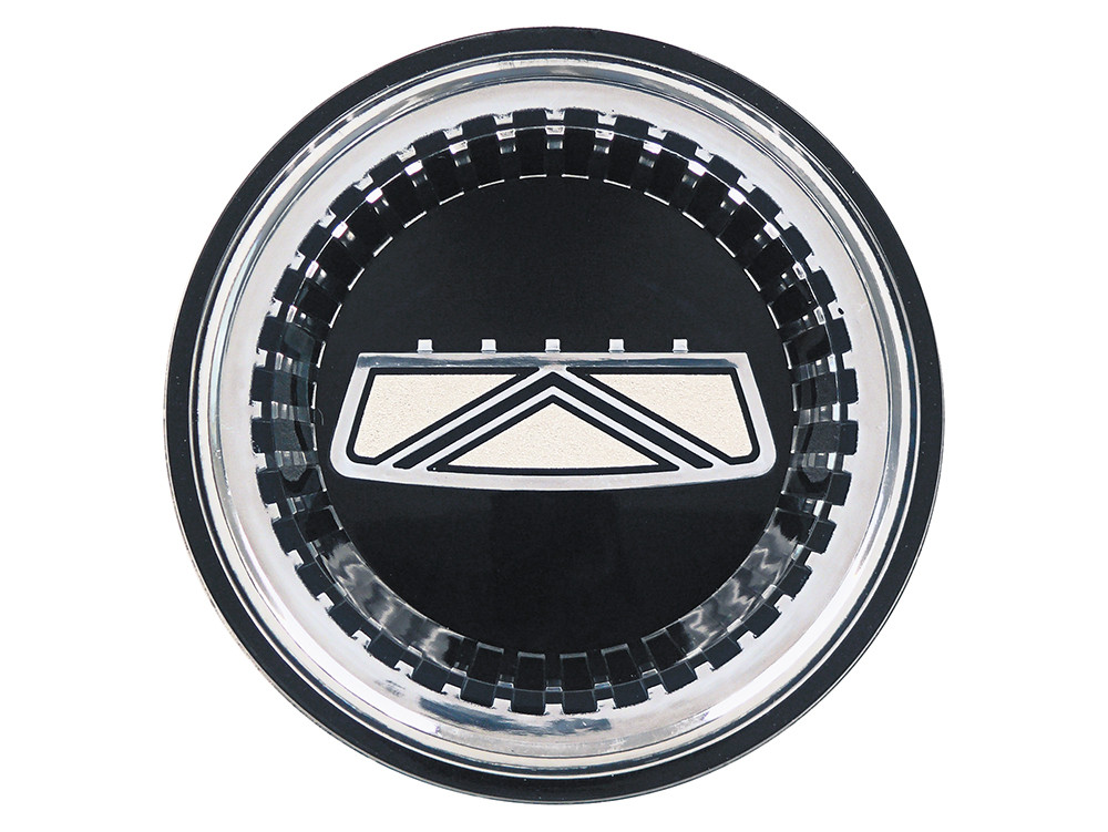 ダントツレンジャー【新品】魚河岸マーク　ステンレス製プレート Φ350mm GRILLE EMBLEM INSERT 1966 FORD FAIRLANE BLACK WITH SILVER TRIM