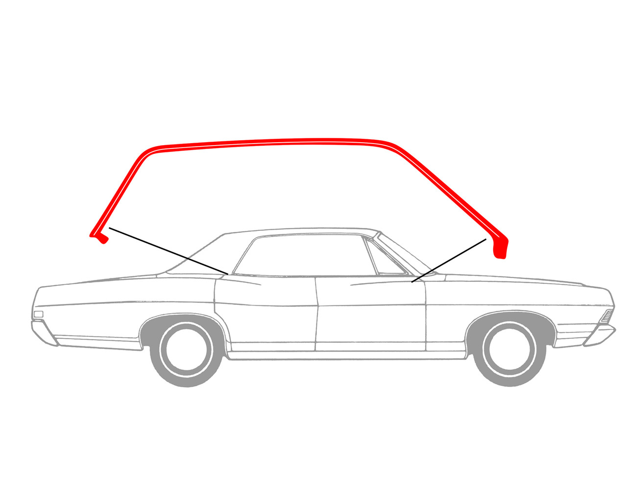 ROOF RAIL WEATHERSTRIP 1968 FORD GALAXIE 4-DOOR HARDTOP