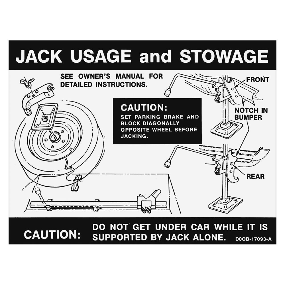 JACK INSTRUC DECAL 1970-71 TORINO HARDTOP FASTBACK (DF398)