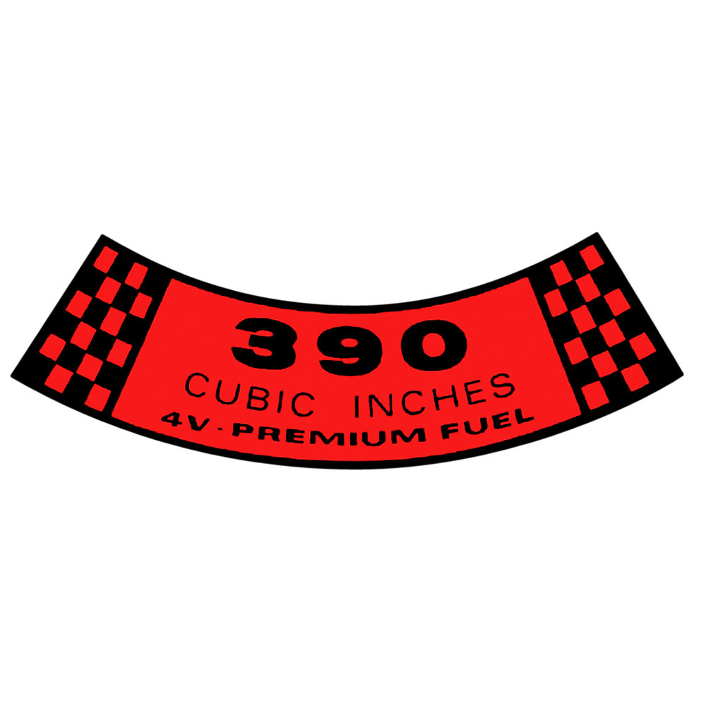 AIR CLEANER DECAL 1966-69 FAIRLANE 1962-64 GALAXIE 390-4V PREMIUM